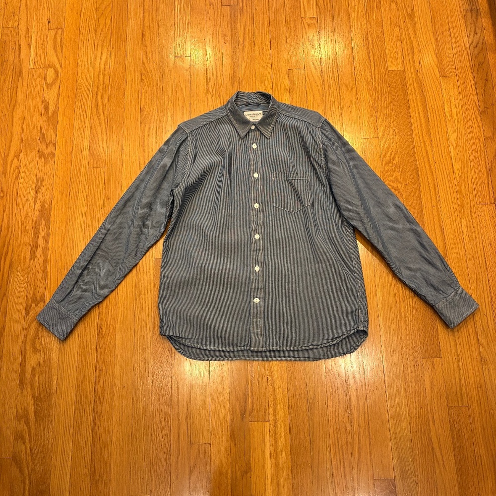 grown&sewn Dean Selvedge Chambray Shirt – Pinstripe – Made in USA – Size: M